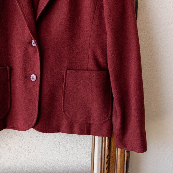 VINTAGE Present Co Wool Blend Blazer Size 10 Made in USA Burgundy Classic Jacket - Picture 3 of 6